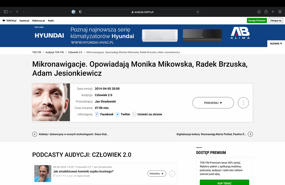 TokFM: Mikronawigacje. Opowiadają Monika Mikowska, Radek Brzuska, Adam Jesionkiewicz