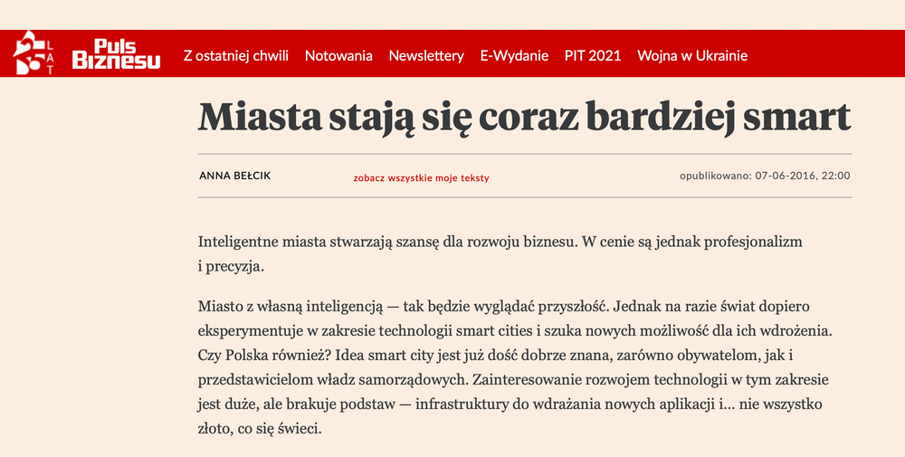 Puls Biznesu: Miasta stają się coraz bardziej smart